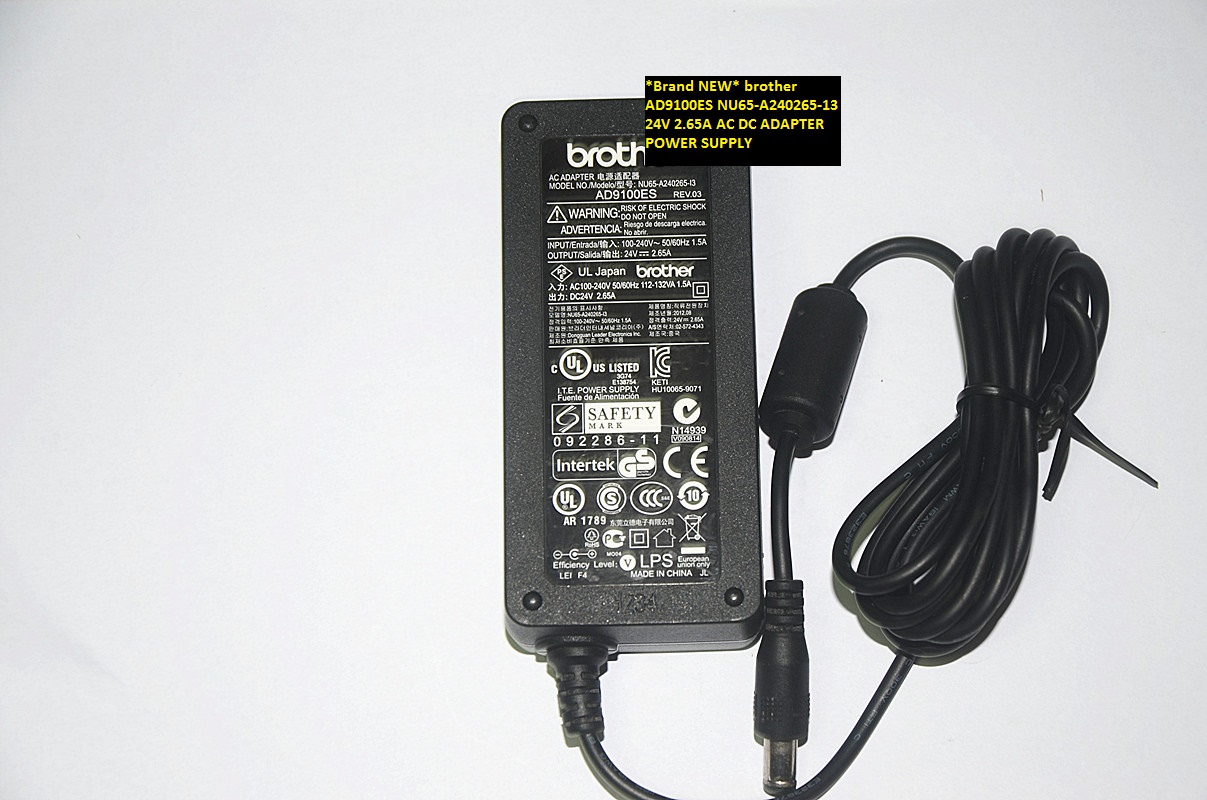 *Brand NEW* 24V 2.65A AC DC ADAPTER AD9100ES brother NU65-A240265-13 POWER SUPPLY